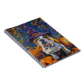 ブルドッグ不気味ハロウィーン魔女とカボチャ ノートブック (右側)