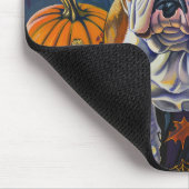 ブルドッグ不気味ハロウィーン魔女とカボチャ マウスパッド (コーナー)