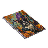 ブルドッグ不気味フランスのハロウィーン魔女とカボチャ ノートブック (右側)