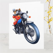 ブルドッグ乗り自転車 カード (黄色い花)