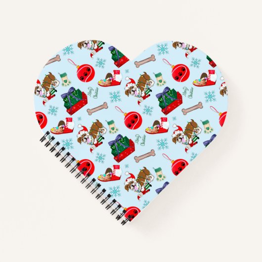 ブルドッグ付きクリスマスおっちょこちょいのお祝い ノートブック (正面)