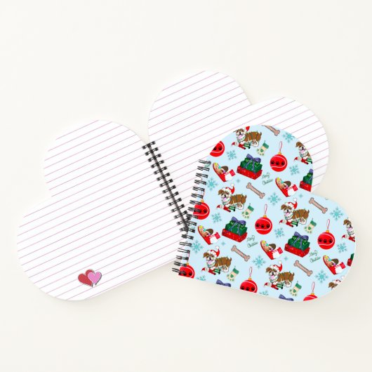 ブルドッグ付きクリスマスおっちょこちょいのお祝い ノートブック (内部)