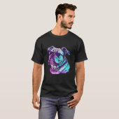 ブルドッグ合成波80sレトロウェーブエステティック tシャツ (正面フル)