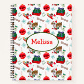 ブルドッグ名おっちょこちょいの付きクリスマスお祝い ノートブック (正面)