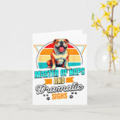 ブルドッグ好きのための面白いレトロブルドッグ カード (黄色い花)