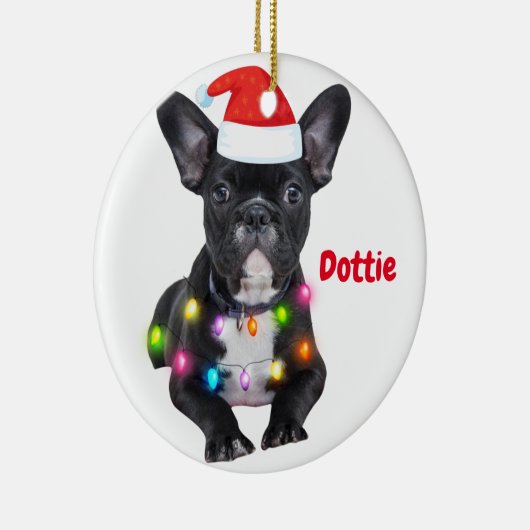 ブルドッグ愛好家のためのフランスのクリスマスプレゼント セラミックオーナメント (右)