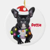 ブルドッグ愛好家のためのフランスのクリスマスプレゼント セラミックオーナメント (裏面)