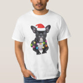 ブルドッグ愛好家のためのフランスのクリスマスプレゼント Tシャツ (正面)