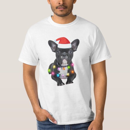 ブルドッグ愛好家のためのフランスのクリスマスプレゼント Tシャツ (正面)