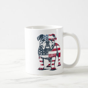 ブルドッグ愛好家アメリカ国旗の愛国的な統一された状態 コーヒーマグカップ