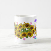 ブルドッグ愛好家 ヒマワリ 犬愛好家トレーナー フラワーズ コーヒーマグカップ (中央)