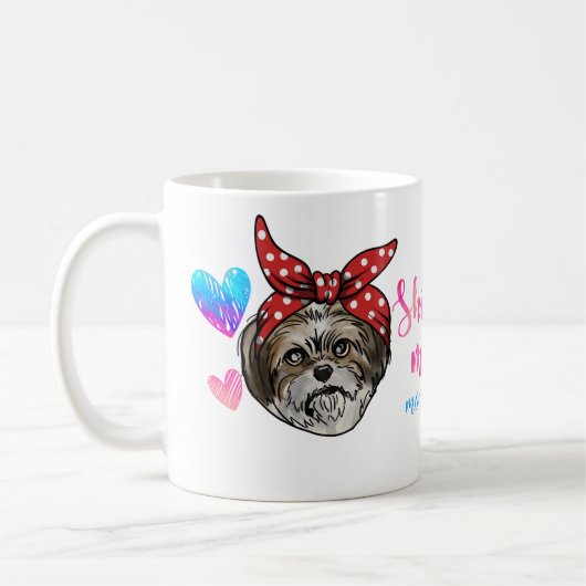 ブルドッグ母かわいい母の日犬の恋人 コーヒーマグカップ (左)