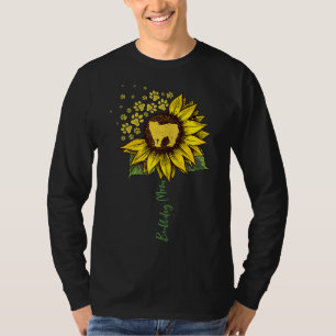 ブルドッグ母ひまわり英語ブルドッグ恋人のギフト Tシャツ
