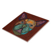 ブルドッグ熱狂するの醜い顔セラミックフランスのタイル タイル (側面)