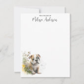 ブルドッグ犬かわいい子犬の水色パーソナライズされた ノートカード (正面)