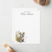 ブルドッグ犬かわいい子犬の水色パーソナライズされた ノートカード (正面/裏面インサイチュ)