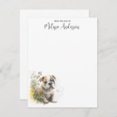 ブルドッグ犬かわいい子犬の水色パーソナライズされた ノートカード (正面/裏面)