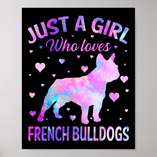 ブルドッグ犬のおもしろいフランスの子犬の値リストを愛する女の子 ポスター (正面)