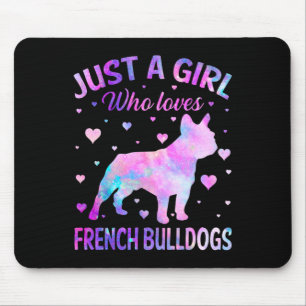 ブルドッグ犬のおもしろいフランスの子犬の値リストを愛する女の子 マウスパッド
