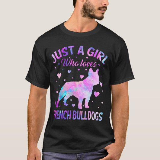 ブルドッグ犬のおもしろいフランスの子犬の値リストを愛する女の子 Tシャツ (正面)