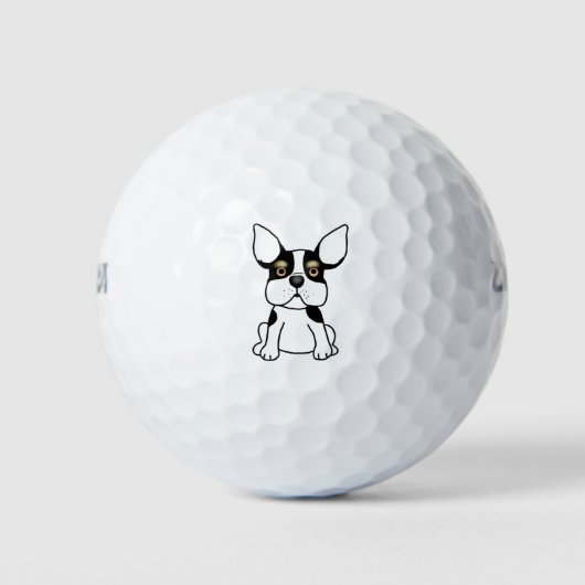 ブルドッグ犬の動物の漫画のペットアート ゴルフボール (正面)