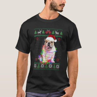 ブルドッグ犬の醜いセーターのクリスマスパピードッグラブ Tシャツ