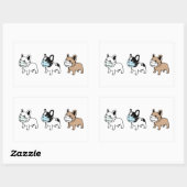 ブルドッグ着用顔マスク長方形シール 長方形シール (シート)