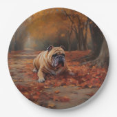 ブルドッグ紅葉秋インスパイア ペーパープレート (正面)