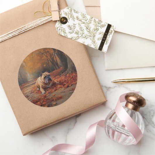 ブルドッグ紅葉秋インスパイア ラウンドシール (ギフト)