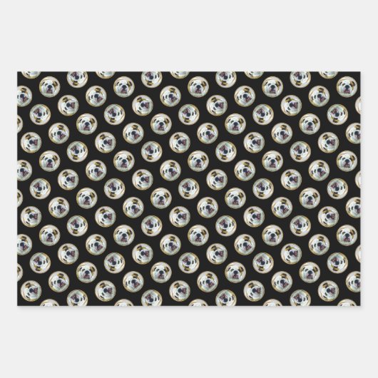 ブルドッグ絵を描の英赤と白語ペットドッグアート ラッピングペーパーシート (正面3)