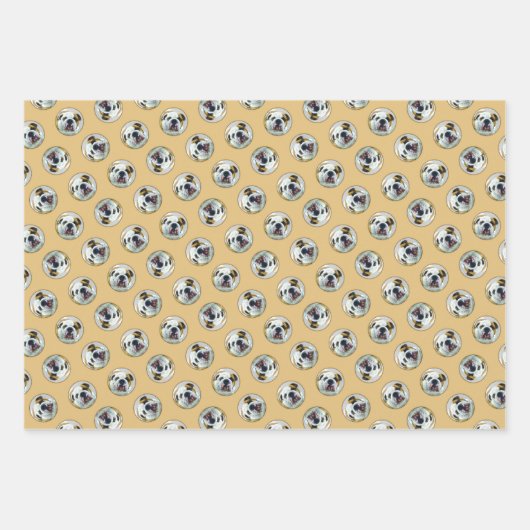 ブルドッグ絵を描の英赤と白語ペットドッグアート ラッピングペーパーシート (正面2)