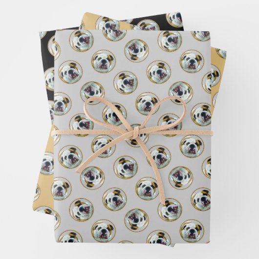 ブルドッグ絵を描の英赤と白語ペットドッグアート ラッピングペーパーシート (インサイチュ)