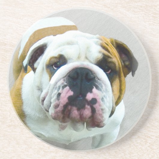 ブルドッグ絵画ズ – かわいいオリジナルドッグアート コースター (正面)