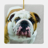 ブルドッグ絵画ズ – かわいいオリジナルドッグアート セラミックオーナメント (裏面)
