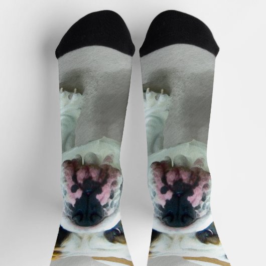 ブルドッグ絵画ズ – かわいいオリジナルドッグアート ソックス (上部)