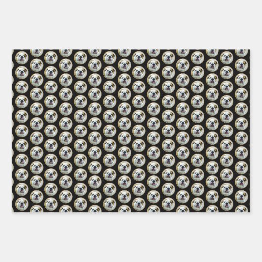 ブルドッグ絵画ズ – かわいいオリジナルドッグアート ラッピングペーパーシート (正面3)