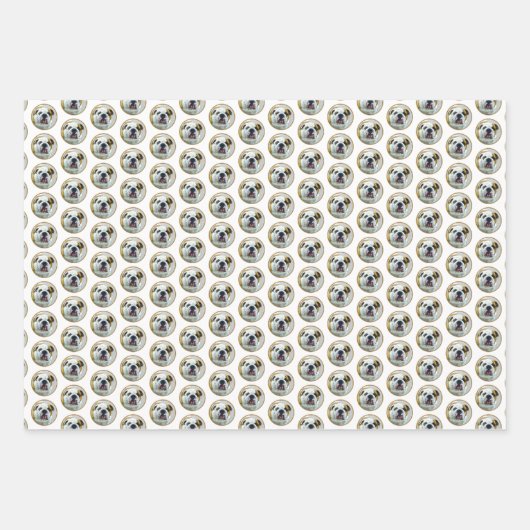 ブルドッグ絵画ズ – かわいいオリジナルドッグアート ラッピングペーパーシート (正面2)