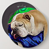 ブルドッグ芸術的ペットポートレート 缶バッジ (正面&裏面)