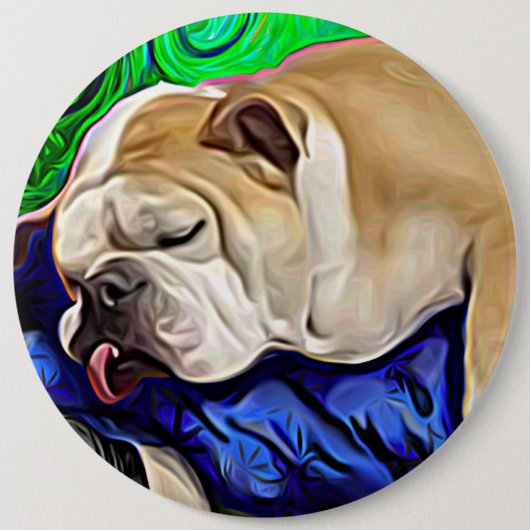 ブルドッグ芸術的ペットポートレート 缶バッジ (正面)