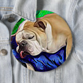 ブルドッグ芸術的ペットポートレート 缶バッジ (インサイチュ)