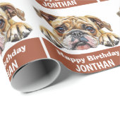 ブルドッグ誕生日カラフルかわいい ラッピングペーパー (ロールコーナー)