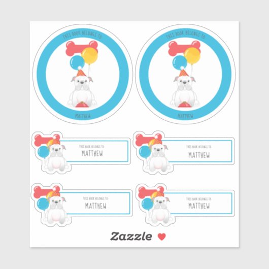 ブルドッグ誕生日パーティーこの本は次のものだ シール (シート)