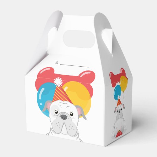 ブルドッグ誕生日パーティー フェイバーボックス (正面サイド)