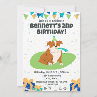 ブルドッグ誕生日招待状 招待状
