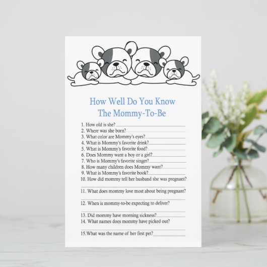 ブルドッグ赤ちゃんシャワーのゲームをどれだけ知っているか (スタンド正面)