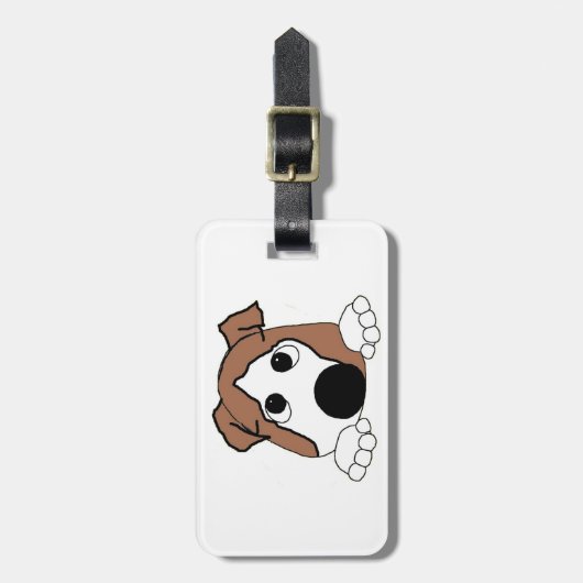 ブルドッグ赤と白のぞき漫画 ラゲッジタグ (正面縦)