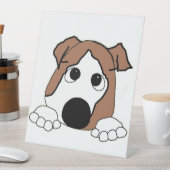 ブルドッグ赤と白のぞき漫画 台座サイン (インサイチュ)