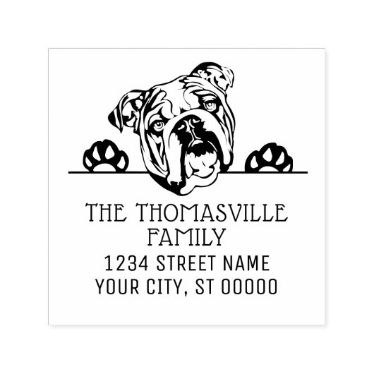 ブルドッグ顔ドッグネーム差出人住所エンプサー セルフインキングスタンプ (デザイン)