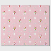 ブルドッグ顔マスクとトイレ紙クリスマス ラッピングペーパー (フラット)