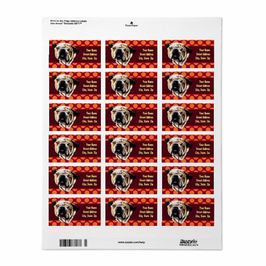 ブルドッグ顔 ラベル (フルシート)